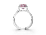 White gold Fancy Pink Princess  Halo Split Shank Diamond Ring with Pavé Setting_41