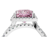 White gold Fancy Pink Princess  Halo Split Shank Diamond Ring with Pavé Setting_42