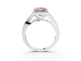 White gold Fancy Pink Princess  Halo Split Shank Diamond Ring with Prong Setting_3