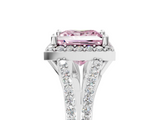 White gold Fancy Pink Princess  Halo Split Shank Diamond Ring with Prong Setting_5