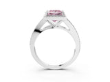 White gold Fancy Pink Princess  Halo Split Shank Pave Diamond Ring with Four-Prong Setting_32