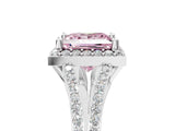 White gold Fancy Pink Princess  Halo Split Shank Pave Diamond Ring with Four-Prong Setting_34