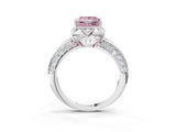 White gold Fancy Pink Princess  Halo Split Shank Pave Diamond Ring with Petal Prong Setting_35