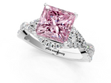 White gold Fancy Pink Princess  Halo Twist Band Solitaire Prong Setting Ring_1