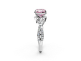 White gold Fancy Pink Princess  Halo Twist Band Solitaire Prong Setting Ring_2