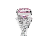 White gold Fancy Pink Princess  Halo Twist Band Solitaire Prong Setting Ring_5