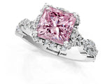 White gold Fancy Pink Princess  Halo Twist Band Solitaire Ring with Six-Prong Setting_33