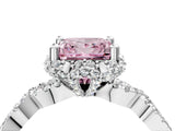 White gold Fancy Pink Princess  Halo Twist Band Solitaire Ring with Six-Prong Setting_36