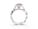 White gold Fancy Pink Princess  Halo Twist Band Solitaire Ring_3