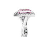 White gold Fancy Pink Princess  Halo Twist Band Solitaire Ring_5