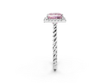 White gold Fancy Pink Princess  Halo Twisted Band Four-Prong Diamond Ring_2