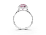 White gold Fancy Pink Princess  Halo Twisted Band Four-Prong Diamond Ring_3