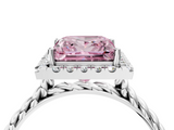 White gold Fancy Pink Princess  Halo Twisted Band Four-Prong Diamond Ring_4