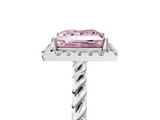 White gold Fancy Pink Princess  Halo Twisted Band Four-Prong Diamond Ring_5