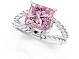 White gold Fancy Pink Princess  Halo Twisted Band Four-Prong Ring_33