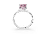 White gold Fancy Pink Princess  Halo Twisted Band Four-Prong Ring_35
