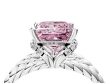 White gold Fancy Pink Princess  Halo Twisted Band Four-Prong Ring_36