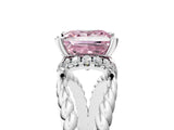 White gold Fancy Pink Princess  Halo Twisted Band Four-Prong Ring_37