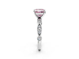 White gold Fancy Pink Princess  Milgrain Bezel Diamond Engagement Ring with Solitaire Prong Setting_19
