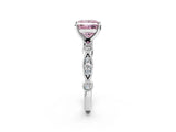 White gold Fancy Pink Princess  Milgrain Bezel Diamond Engagement Ring with Solitaire Prong Setting_31