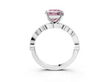 White gold Fancy Pink Princess  Milgrain Bezel Diamond Engagement Ring with Solitaire Prong Setting_32