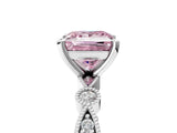 White gold Fancy Pink Princess  Milgrain Bezel Diamond Engagement Ring with Solitaire Prong Setting_34