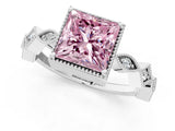 White gold Fancy Pink Princess  Milgrain Marquise Diamond Twist Band Ring_75