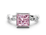 White gold Fancy Pink Princess  Milgrain Marquise Diamond Twist Band Ring_75