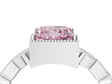 White gold Fancy Pink Princess  Milgrain Marquise Diamond Twist Band Ring_78