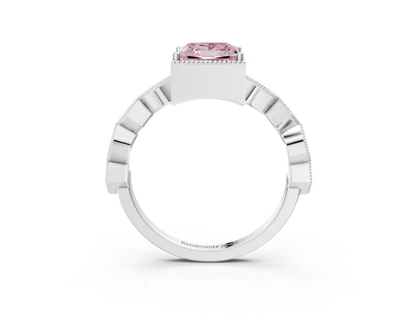 White gold Fancy Pink Princess  Milgrain Marquise Diamond Twist Band Ring
