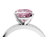 White gold Fancy Pink Princess  Milgrain Pave Diamond Engagement Ring with Four-Prong Setting_4
