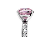 White gold Fancy Pink Princess  Milgrain Pave Diamond Engagement Ring with Four-Prong Setting_5