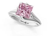 White gold Fancy Pink Princess  Solitaire Beaded Band Six-Prong Setting_1