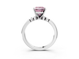 White gold Fancy Pink Princess  Solitaire Beaded Band with Four-Prong Setting_3