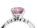 White gold Fancy Pink Princess  Solitaire Beaded Band with Four-Prong Setting_4