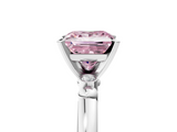White gold Fancy Pink Princess  Solitaire Beaded Band with Four-Prong Setting_5
