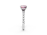White gold Fancy Pink Princess  Solitaire Bezel Accent Diamond Engagement Ring with Beaded Band and Four-Prong Setting_2