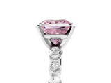 White gold Fancy Pink Princess  Solitaire Bezel Accent Diamond Engagement Ring with Beaded Band and Four-Prong Setting_5