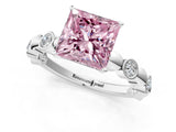 White gold Fancy Pink Princess  Solitaire Bezel-Set Diamond Ring with Beaded Band and Four-Prong Setting_30