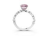 White gold Fancy Pink Princess  Solitaire Bezel-Set Diamond Ring with Beaded Band and Four-Prong Setting_32