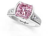 White gold Fancy Pink Princess  Solitaire Bezel-Set Diamond Ring with Channel-Set Band_1