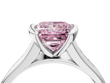 White gold Fancy Pink Princess  Solitaire Bezel-Set Diamond Ring with Channel-Set Band_4