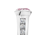 White gold Fancy Pink Princess  Solitaire Bezel-Set Diamond Ring with Channel-Set Band_5