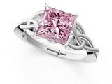 White gold Fancy Pink Princess  Solitaire Celtic Knot Engagement Ring with Four-Prong Setting_1