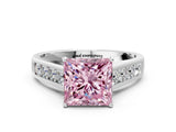 White gold Fancy Pink Princess  Solitaire Channel-Set Diamond Engagement Ring with Four-Prong Setting_29