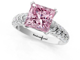 White gold Fancy Pink Princess  Solitaire Chevron Pave Diamond Engagement Ring with Six-Prong Setting_1