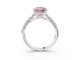 White gold Fancy Pink Princess  Solitaire Chevron Pave Diamond Engagement Ring with Six-Prong Setting_3