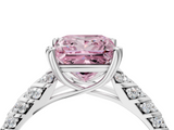 White gold Fancy Pink Princess  Solitaire Chevron Pave Diamond Engagement Ring with Six-Prong Setting_4