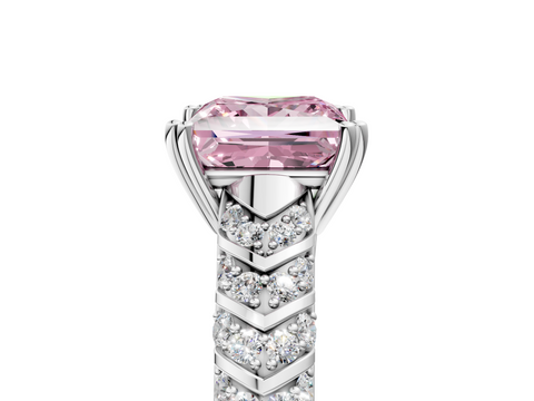 White gold Fancy Pink Princess  Solitaire Chevron Pave Diamond Engagement Ring with Six-Prong Setting_5
