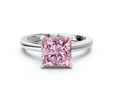White gold Fancy Pink Princess  Solitaire Diamond Engagement Ring with Four-Prong Setting on a Classic Band_3